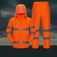 thumbnail image 1 of Sriper High Vis Rain Jacket & Pants Long Windbreaker for Travel Packable Waterproof Fall Vacation Outwear Impermeables Para Lluvia Orange XL, 1 of 6