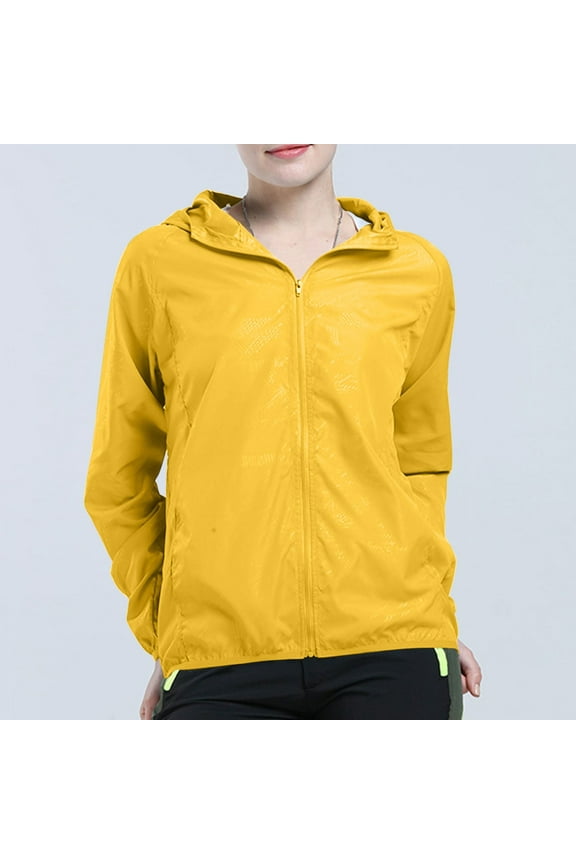 Hooded Waterproof Rain Jacket for Women, Outdoor Sports Windbreaker, Plus Size Packable Raincoat, Travel-Friendly Chaqueta Para Mujer Yellow 3X