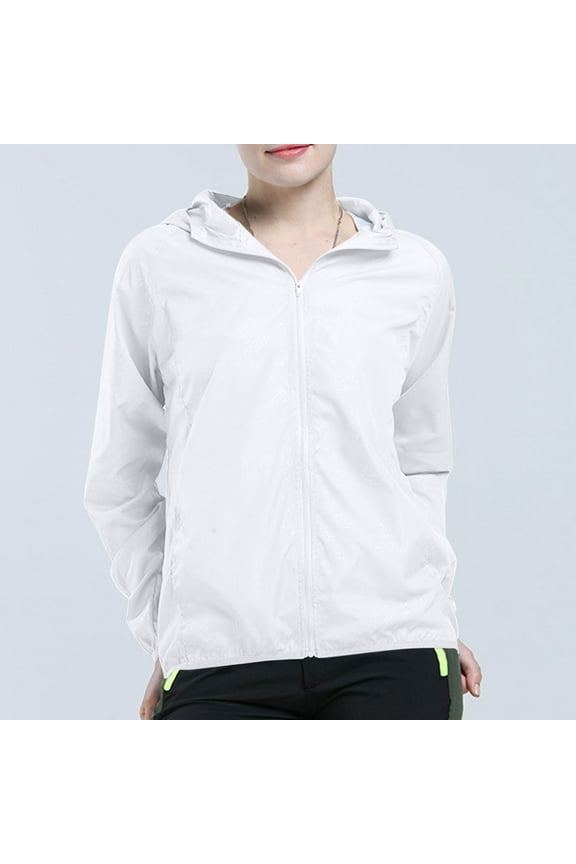 Hooded Waterproof Rain Jacket for Women, Outdoor Sports Windbreaker, Plus Size Packable Raincoat, Travel-Friendly Chaqueta Para Mujer White S