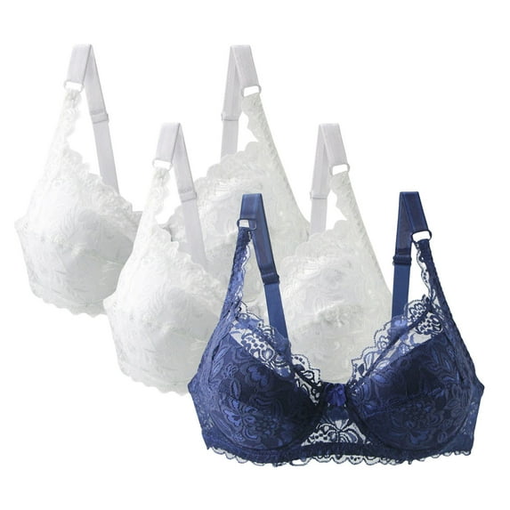 Sriper Lace Bralette Tops for Women Going Out 3 Pack,Supportive Bras,Supportive Bralette Wireless,Solid Color Daily Bra Underwear No Rims Sostenes Deportivos Para Mujer,Blue 4X