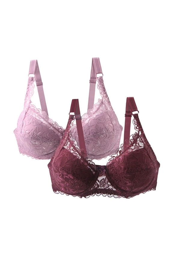 Lace Bralettes for Women Lingerie 2 Pack,Cute Sports Bras Small Bust,Racerback Underwire Bralette ,Solid Color Daily Bra Underwear No Rims Correa Para Mujer,Wine 4X