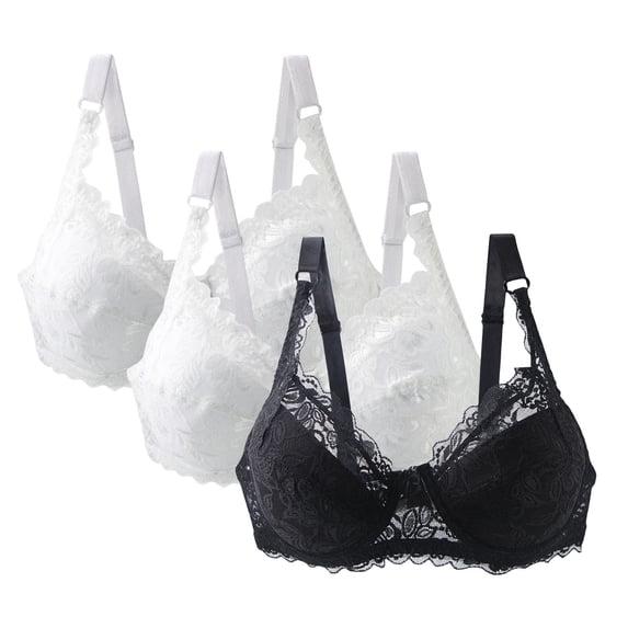 Sriper Lace Bralettes for Women Lingerie 3 Pack,Cooling Bras Wirefree Plus Size,Supportive Wire Bralette Plus Size,Solid Color Daily Bra Underwear No Rims Brasieres Para Mujer Sin Varilla,Black 4X
