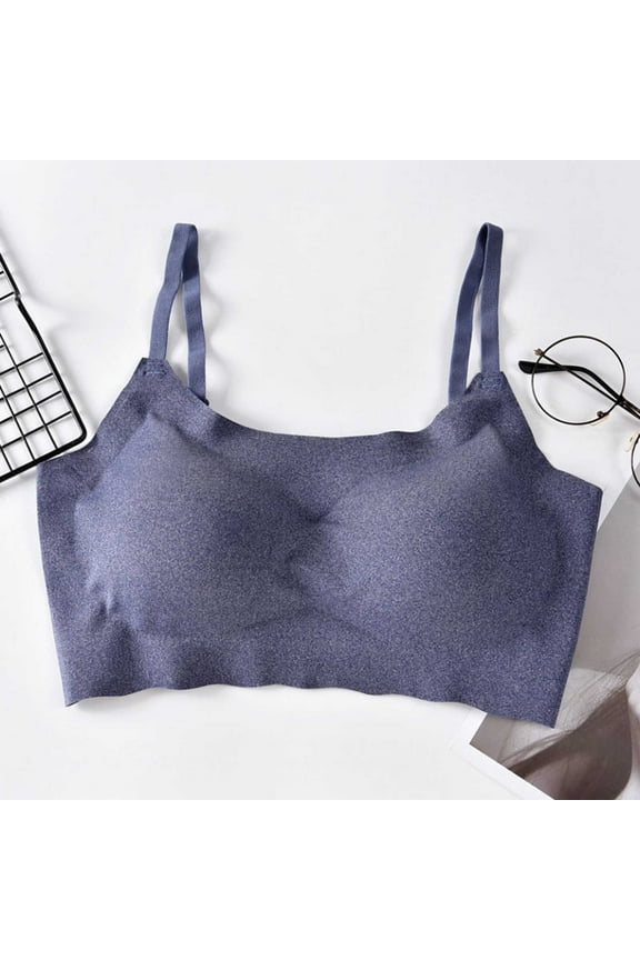 Lace Padded Bralettes for Women Plus Size,Comfort Bra Wirefree,Racerback Push Up T Shirt Bralette Front Closure 44B,Daily Bra Underwear No Rims Sujetadores Para Mujer Levanta Busto,Blue XL