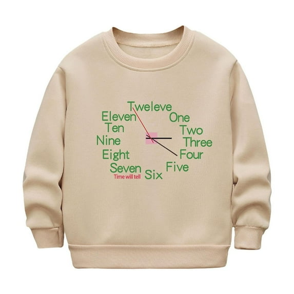 Sriper Letter Print Girls Sweatshirt,Toddler Fleece Hoodie with Round Neck,Soft Long Sleeve Pullover,Casual Fall & Winter Wear,Cute Playdate Outfits,Kids Clothes 2T-6,Ropa de Niños Khaki 5 Years