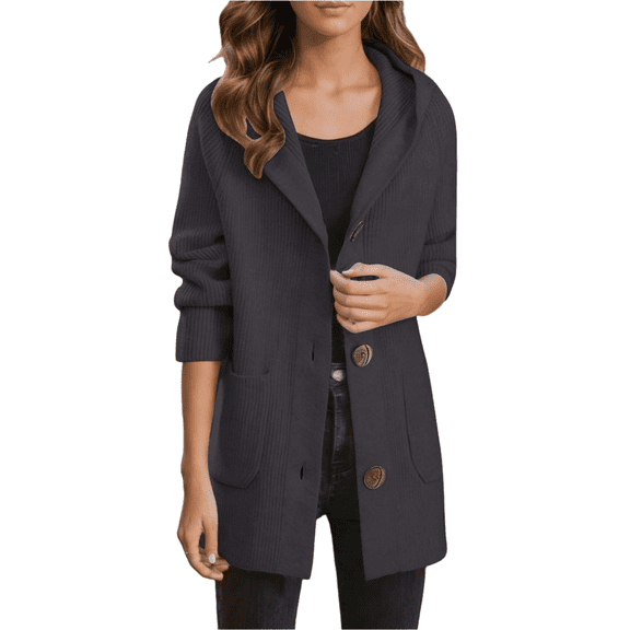 Sriper Long Cardigan Sweaters for Women V-Nevk Button Down Hooded Knit Sweater Warm Long Sleeve Cozy Hoodie Open Front Casual Lightweight Outerwear with Pockets 2025 Fall Winter Outfits