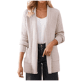 thumbnail image 1 of Sriper Long Cardigan Sweaters for Women Textured Long Sleeve Open Front Knit Sweater Lapel Soild Cozy Warm Outerwear with Pockets Fashion Costume, 1 of 5