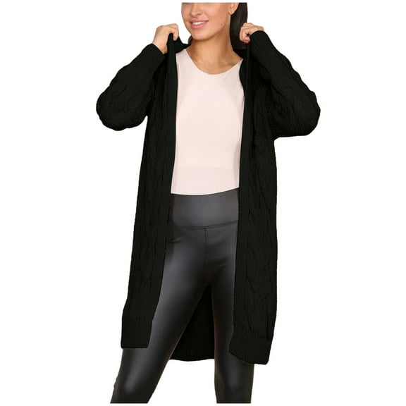 Sriper Long Oversized Sweaters for Women Long Sleeve Open Front Hooded Knit Sweater Chunky Open Front Cozy Warm Hoodie Soild Work Fashion Outerwear