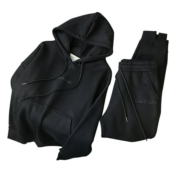 Sriper Lounge Sets for Women Fall Tracksuit 2 Piece Outfits Drop Shoulder Long Sleeve Hoodie Comfy Hooded Sweatshirt with Pockets Drawstring Elastic Waist Straight Leg Sweatpants Fashion Activewear