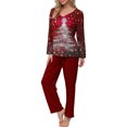 thumbnail image 1 of Sriper Lounge Sets for Women Family Christmas Pajama Cotton Long Sleeve Tops Tree Printed Comfy V-Neck Shirt Soild Color High Waisted Long Pants Ladies Loungewear Homewear Pjs Matching Clothes, 1 of 5