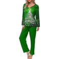 thumbnail image 1 of Sriper Lounge Sets for Women Family Christmas Pajama Cotton Long Sleeve Tops Tree Printed Comfy V-Neck Shirt Soild Color High Waisted Long Pants Ladies Loungewear Homewear Pjs Matching Clothes, 1 of 5