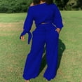 thumbnail image 1 of Sriper Lounge Sets for Women Fashion Lounge 2 Piece Outfits Off The Shoulder Long Sleeve Crop Tops Soild Color Comfy Sweatpants High Waisted Baggy Wide Leg Pant Casual Sweatpants Streetwear Workout, 1 of 5