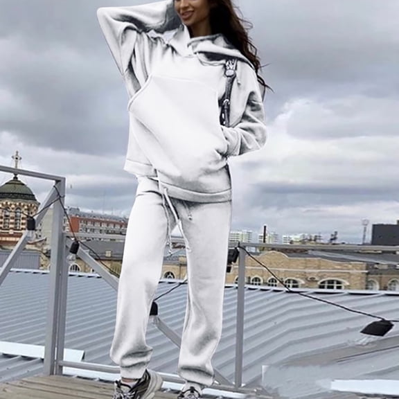 Sriper Matching Lounge Sets for Women Long Sleeve Oversized Hooded Sweatshirt Soild Color Comfy Lounge Pullover Hoodie with Big Pocket Elastic Waist Casual Long Sweatpants Joggers Workout Gym Clothes