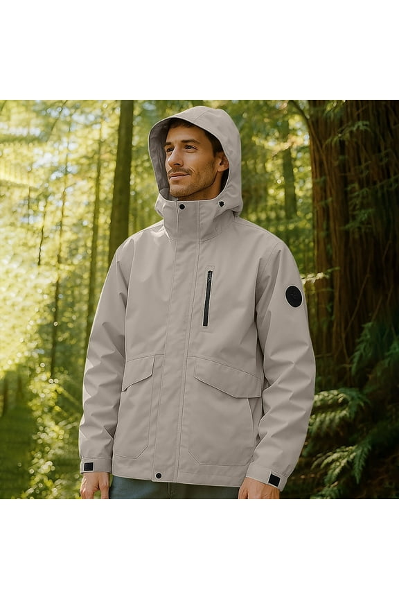 Men's Breathable Raincoat Rain Jacket Running Cycling Windbreaker Packable Travel Vacation Quick Dry Hiking Outerwear with Security Pocket Gray L