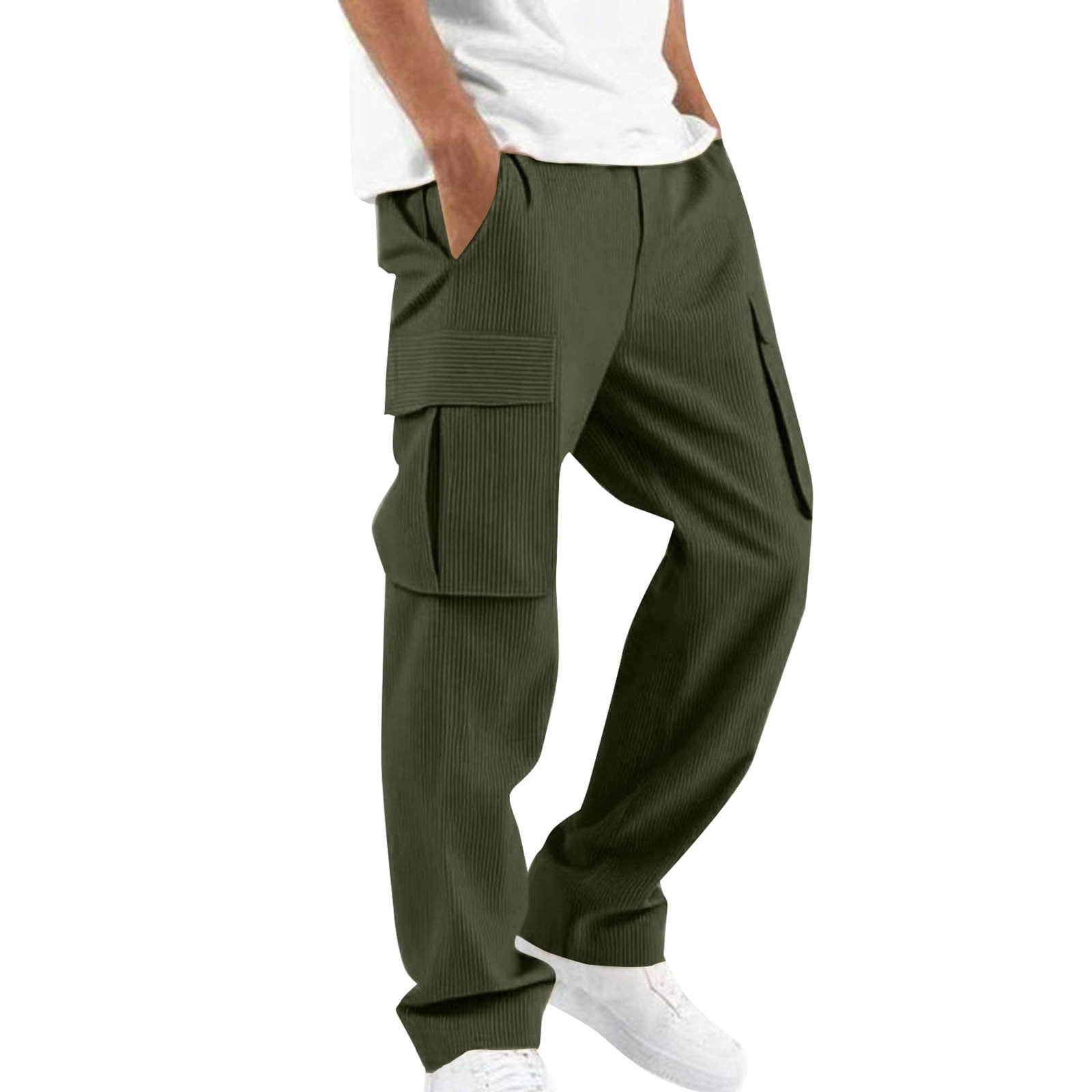 Sriper Men's Corduroy Cargo Pants Casual Outdoor Work Pants with ...