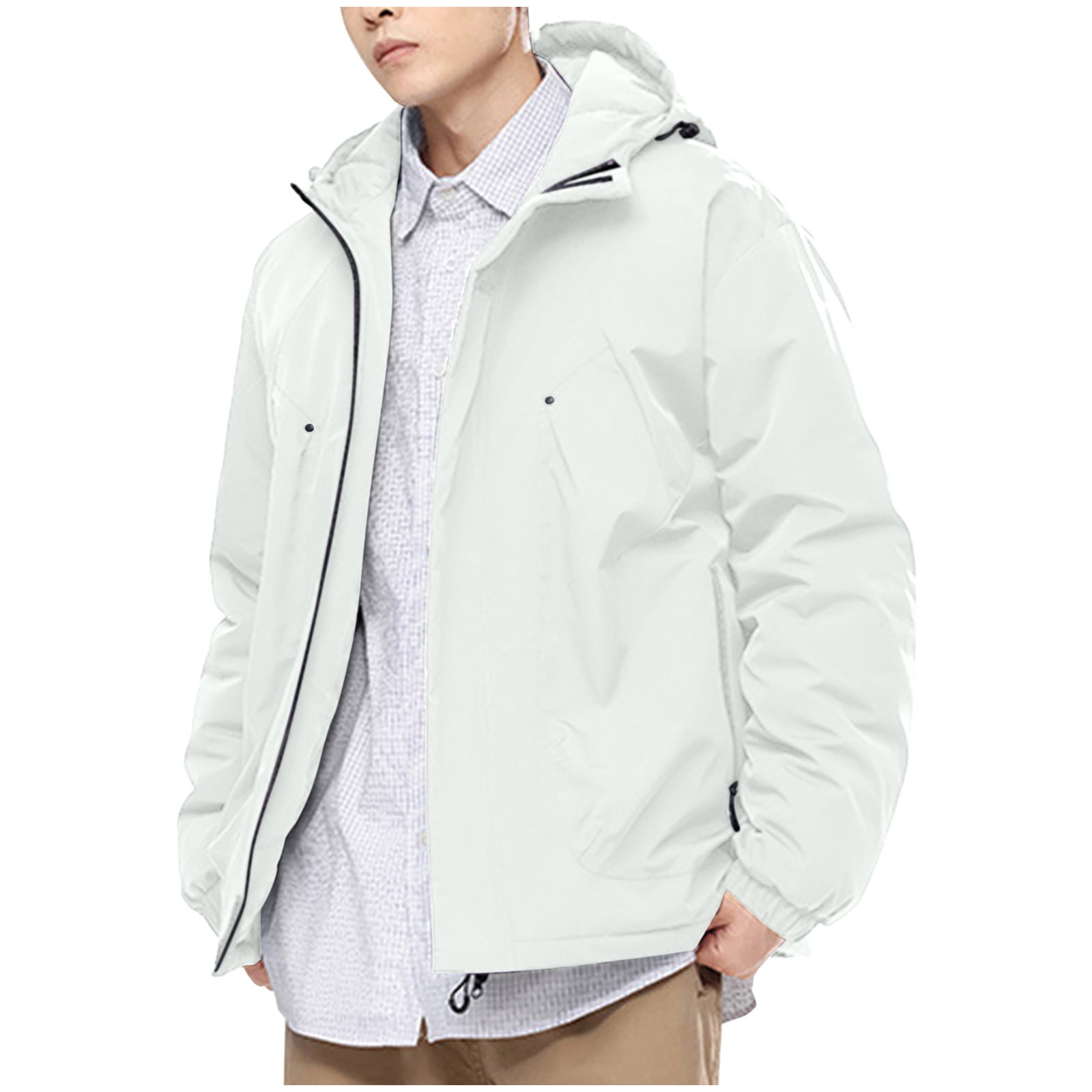 Sweeter Waterproof Sriper Men's Hooded Waterproof Raincoat Lightweight Windbreaker Jacket ...