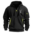 thumbnail image 1 of Sriper Men's Quarter-Zip Tactical Hoodie, Fleece Pullover with Multi-Pockets, Long Sleeve Workout Sweatshirt, Fall & Winter Streetwear, Durable Fabric Para Hombre Black XL, 1 of 2