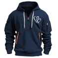 thumbnail image 1 of Sriper Men's Tactical Sweatshirt, Quarter-Zip Long Sleeve Hoodie with Multi-Pockets, Athletic Workout Pullover for Gym & Hiking, Fleece-Lined Fall Activewear, Oversized Fit Para Hombre Navy XL, 1 of 3