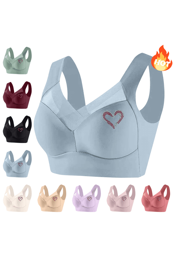 Plus Size Bralettes for Women 3X 4X-5X,Cooling Bras Wirefree Plus Size,Push Up Bralette Back Coverage No Underwire,Everyday Basic Sleeping Bra Sujetador Deportivo Para Mujer,Light Blue 5X