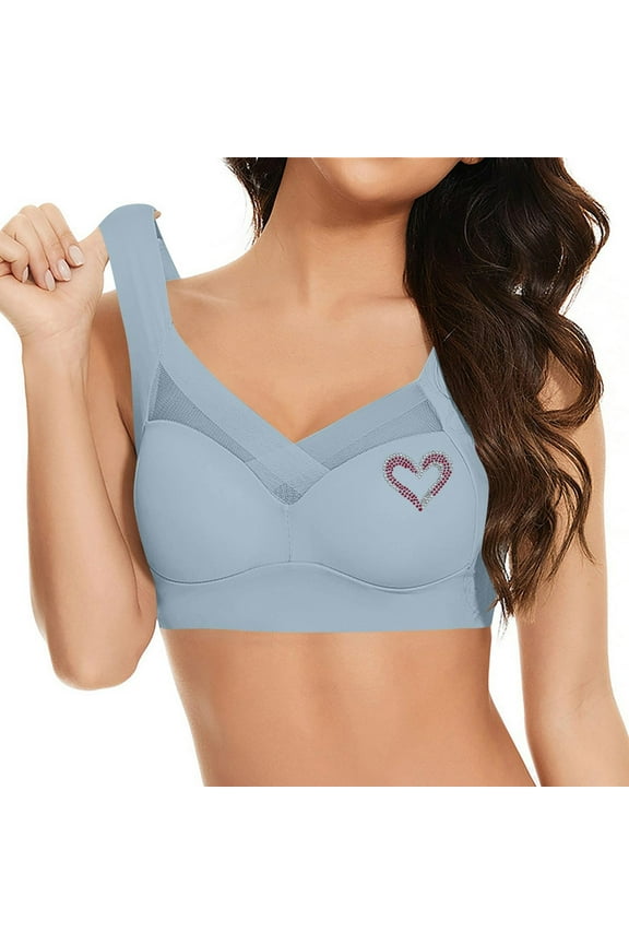Plus Size Bralettes for Women 3X 4X-5X,Cooling Bras Wirefree Plus Size,Push Up Bralette Back Coverage No Underwire,Everyday Basic Sleeping Bra Sujetador Deportivo Para Mujer,Light Blue 5X
