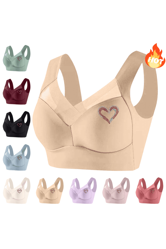 Plus Size Bralettes for Women,Comfort Bra Wirefree,Supportive Push Up Bralette for Plus Size ,Everyday Basic Sleeping Bra Bracieles Para Mujeres,Beige 3X
