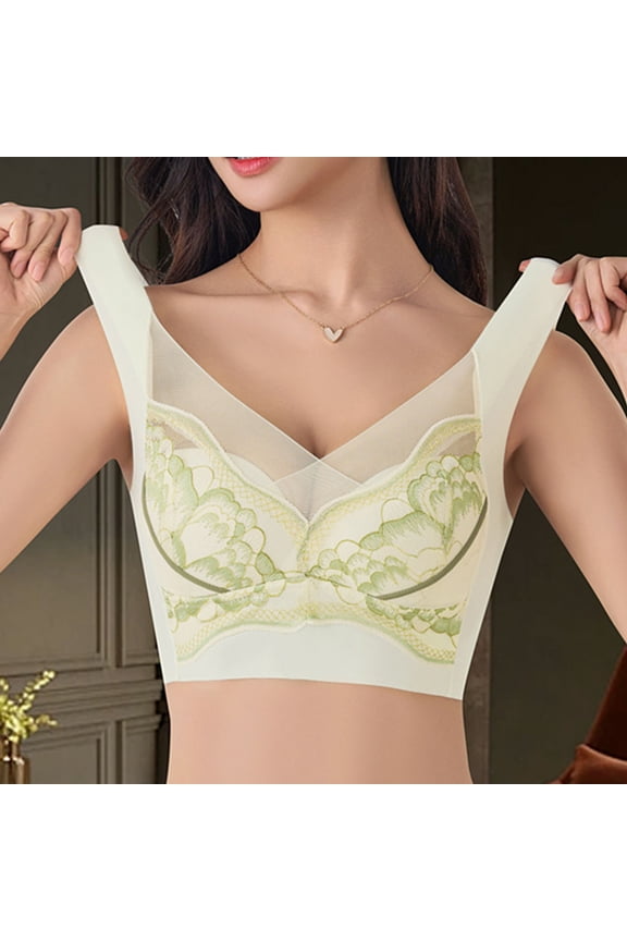 Plus Size Bralettes for Women Lace,Cooling Bras Wireless,44Dd Bralette for Plus Size Wireless,Solid Color Daily Bra Underwear No Rims Bra,White 4X