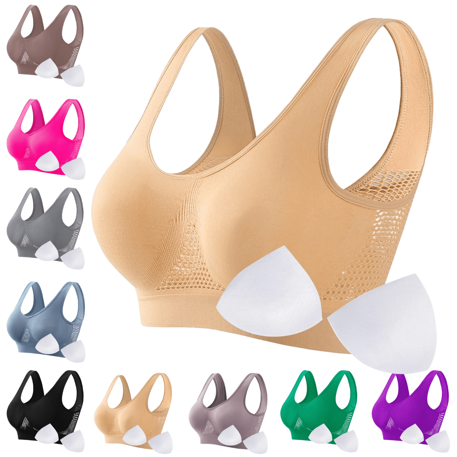 Plus Size Inflatable Bra Sriper Plus Size Breathable Sports Bras for Women 3X-5X,Breathable Lift ...