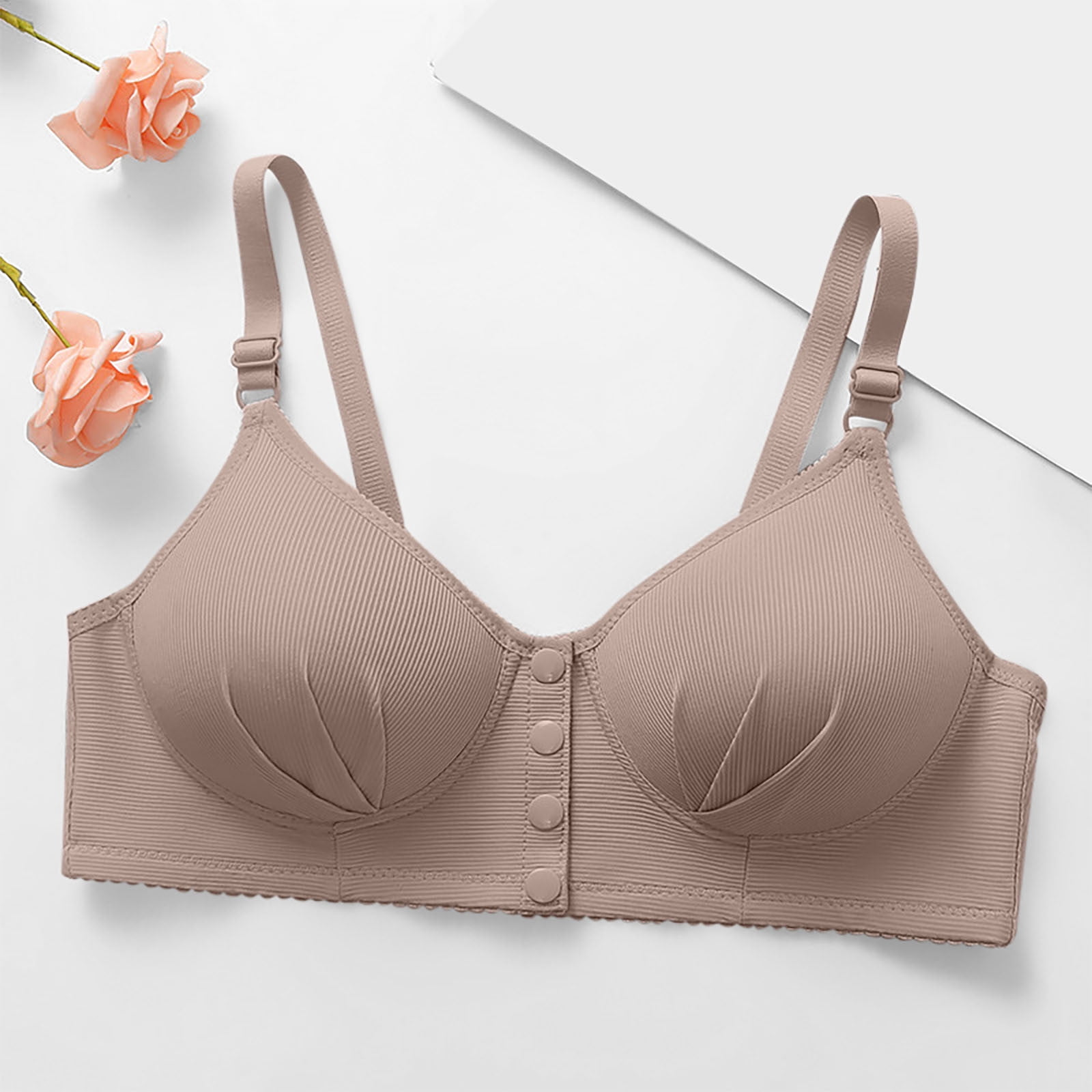 Sriper Plus Size Button Front Bras for Women Wireless,44Dd Bralette for ...