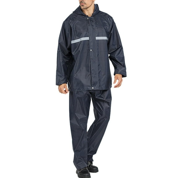 Sriper Pullover Rain Jacket & Pants Set Camping Windproof Waterproofs Packable Fall Hiking Gear Quick Release Buckle System Chaqueta Impermeable Navy L