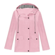 Sriper Rain Jacket Women Lightweight Packable Hooded Rain Coat Windbreaker Windbreaker Jacket Running Rain Coat Waterproof Plus Size Winter Jackets Puffer Ladies Fall Clothes 2025 Pink 4X