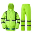 thumbnail image 1 of Sriper Reflective Rain Suit Set Waterproof Plus Size Jacket & Pants 2025 Fall Puffer Hiking Safety Gear with Luminescent Strips Green 3X, 1 of 7