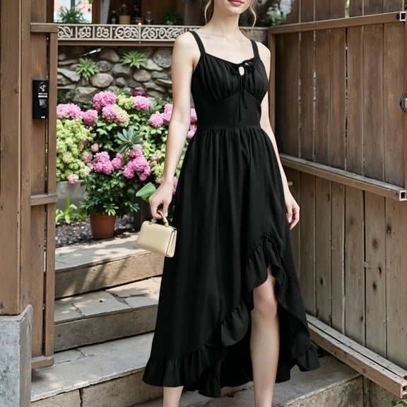 Sriper Renaissance Maxi Dress Women's Medieval Irish Peasant Fairy Ball Gown,Gothic Plus Size Beach Ropa Playa Mujer,Elegant Swing Cocktail Party Dress Black S