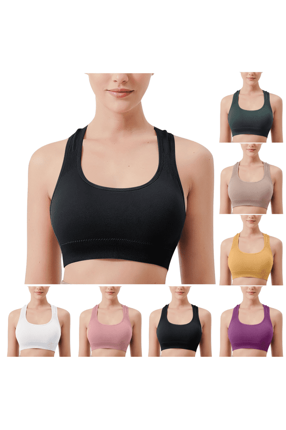 Sport Bras for Large Breasted Women No Underwire,Front Closure Padded Push Up Wireless Workout Bralette Plus Size, Parade Bra,Black XL