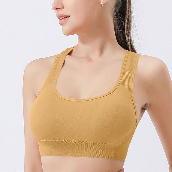 Sriper Sport Bras for Plus Size Women,Wireless Workout Bralette Support Cotton, Sostenes Deportivos Para Mujer,Yellow L