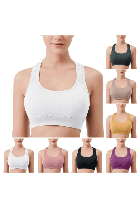 Sport Bras for Senior Women,Wireless Workout Bralette Support and Lift, CorpiñOs Para Mujer,White M