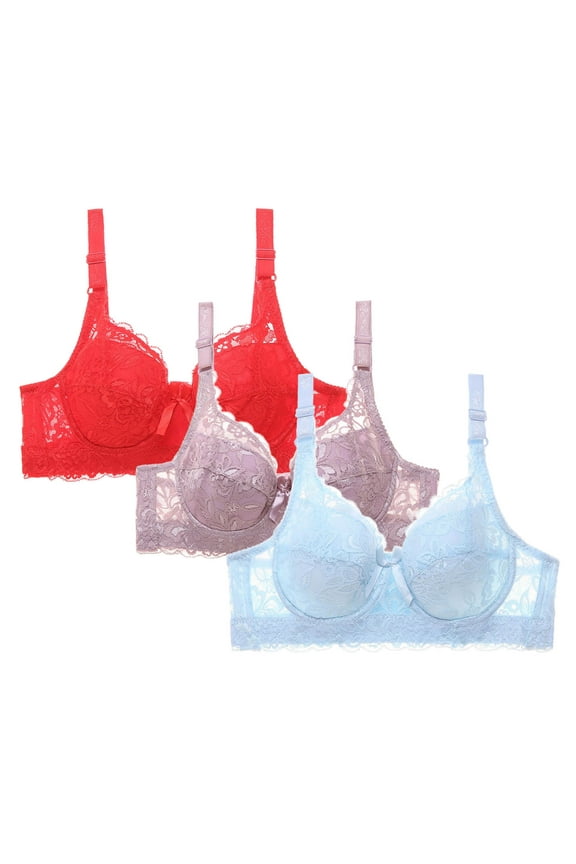Supportive Bras for Women 3 Pack,Supportive Bras Plus Size,Solid Color Daily Bra Underwear No Rims Sostenes Para Mujer,Blue XL