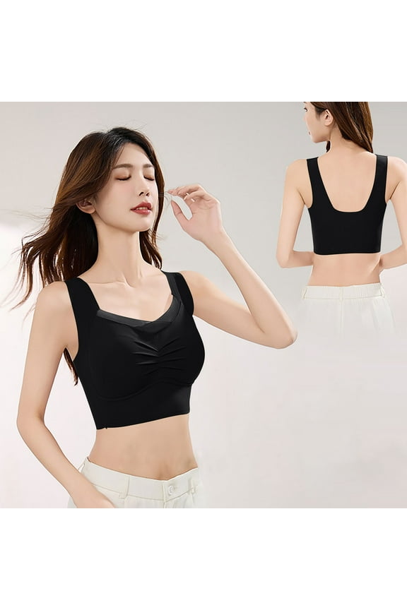 Tube Tops for Women with Built In Bra Plus Size,Bandeau Bralette Tube Top,Wireless Bralette Support and Lift Size Medium,Solid Color Daily Bra Underwear No Rims Bra,Black 2X