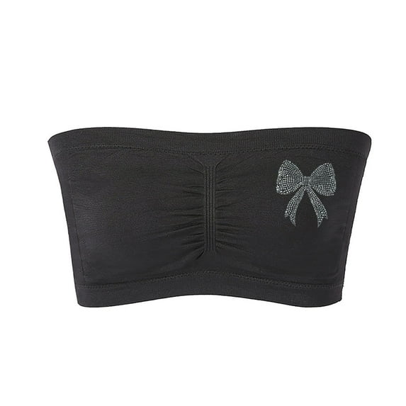 Sriper Tube Tops for Women with Built In Bra Set,Bandeau Bralette Teens,Black 34Dd Wireless Bralette ,Solid Color Daily Bra Underwear No Rims Bracieres Para Mujeres,Black S