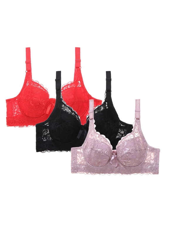 Wireless Bras for Large Breasted Women 3 Pack,Cotton Wireless Bralette Plus Size,Supportive Bras Plus Size,Solid Color Daily Bra Underwear No Rims Sostenes Deportivos Para Mujer,Gray 2X