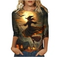 thumbnail image 1 of Sriper Witch Halloween T-Shirt for Women,3/4 Sleeve Blouses & Tops,Dressy Casual Henley Shirt,Ladies Fall Graphic Tee,Thanksgiving Outfit,Blusas de Mujer,Cozy & Festive Apparel Multicolor 3X, 1 of 5