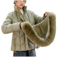 thumbnail image 1 of Sriper Women Winter Coats Thermal Zip up Long Sleeve Padded Jacket Fuzzy Hooded Stand Collar Windproof Quilted Jackets Loose Fit Soild Thicken Warm Outerwear 2025 Fashion Snow Coats with Pockets, 1 of 9