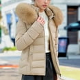 thumbnail image 1 of Sriper Women Winter Quilted Jacket Zip up Long Sleeve Thermal Padded Jackets Faux Fur Hood Stand Collar Soild Puffer Coats Windproof Thicken Warm Fashion Outerwear 2025 with Pockets Snow Outdoor, 1 of 9