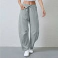 thumbnail image 1 of Sriper Women's Barrel Leg Winter Sweatpants Thick Fleece Lined Joggers with Pockets,Loose Fit Lounge Pants for Casual & Home Wear Gray L, 1 of 8