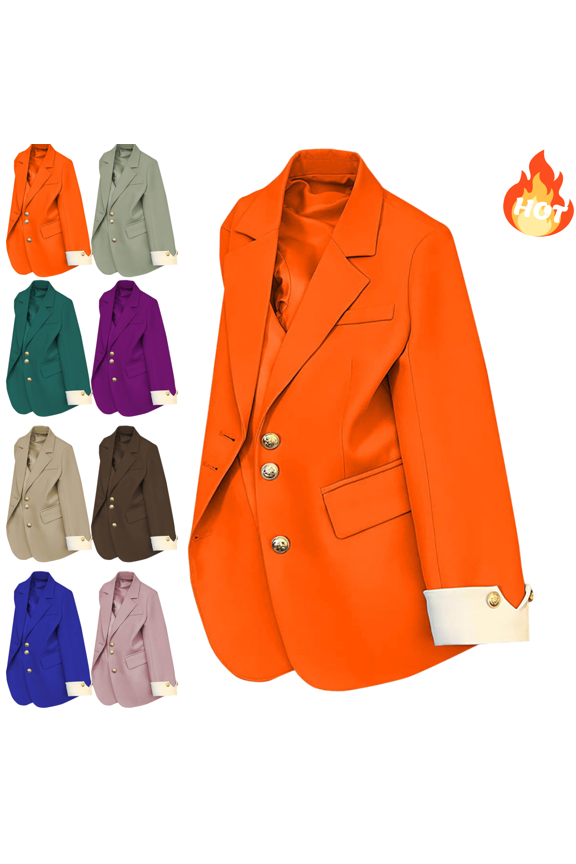 Women's Business Casual Blazer Long Sleeve Button Down Jacket, Work S, Fall Office Fashion, Modern Professional Attire for Women Ropa Elegante Para Mujer 2025 Orange M