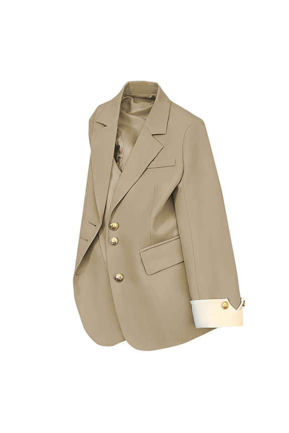 Women's Business Casual Blazer Long Sleeve Button Down Jacket, Work S, Fall Office Fashion, Modern Professional Attire for Women Ropa Elegante Para Mujer 2025 Khaki XL