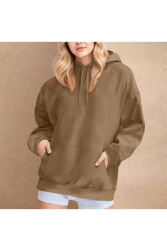 Women's Cozy Winter Oversized Hoodie Soft Fleece Loose Fit Sweatshirt with Front Pockets Casual Thick Warm Hooded Pullover for Cold Weather Vacation Outwear Ladies Clothes Fall Coffee M
