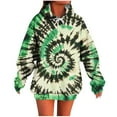 thumbnail image 1 of Sriper Women's Crewneck Sweatshirts, Lightweight Tie-Dye Hoodie with Fleece Liner, Casual Gym Wear, Tunic Pullover Tops, Fall Winter Clothes, Trendy Oversized Fit, Soft & Cozy Fabric Green XL, 1 of 5