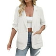 thumbnail image 1 of Sriper Women's Elegant Long Sleeve Blazer Fall Business Outfits 2025, Office Suit Jacket, Dressy Workwear, Solid Color Coat Bleiser Para Mujer White M, 1 of 7