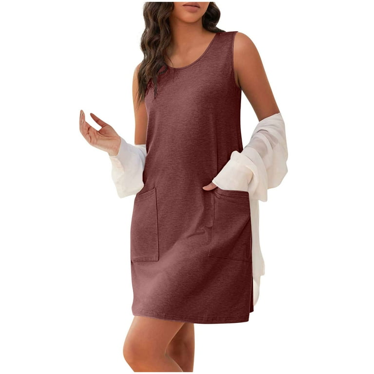 Sriper Women's Flowy Pleated Long Dresses Casual Short Sleeve T