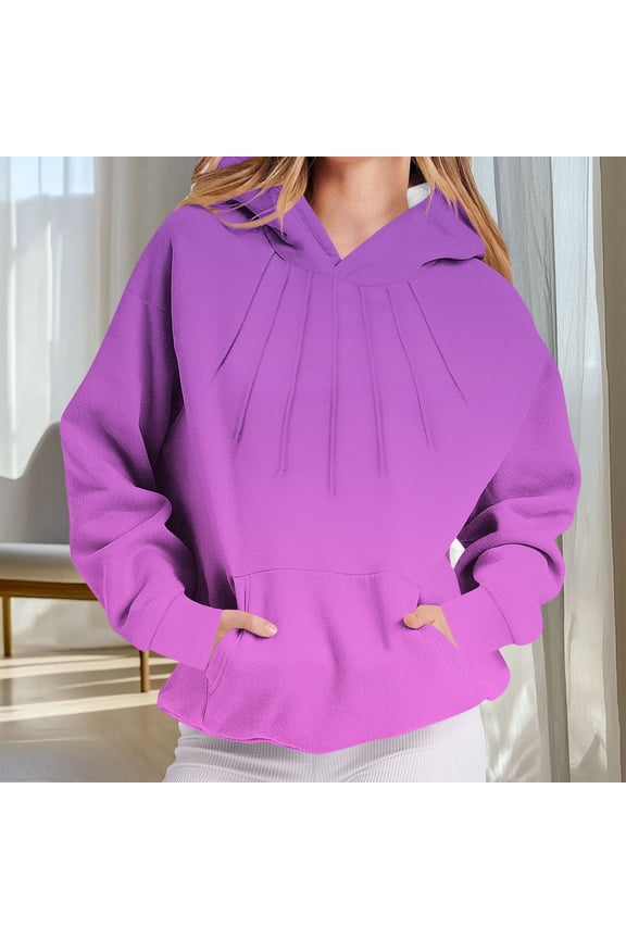 Women's Gradient Color Hoodie Thick Winter Sweatshirt Fleece Lined Pullover Casual Street Style Fall Winter Clothes Cute Sudaderas Mujer Watermelon Red M