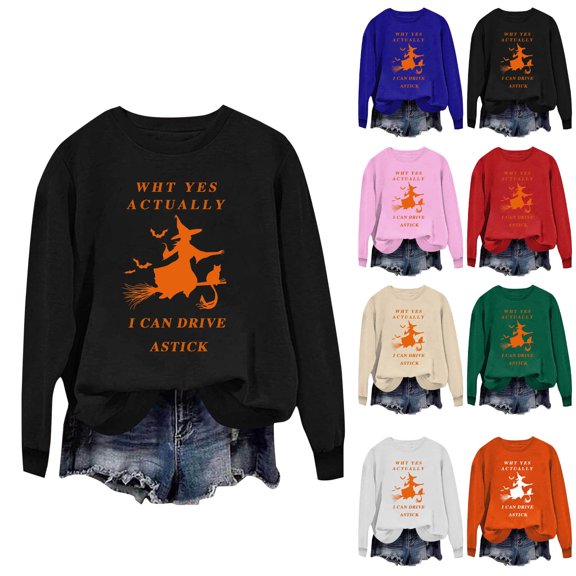 Sriper Women's Halloween Ghost Graphic Crewneck Sweatshirt, Fall Winter Fashion Oversized Pullover Top, Cute Spooky Season Sweater, Trendy 2025 Outfits, Comfy Ladies Clothes Cute Para Mujer Black XL